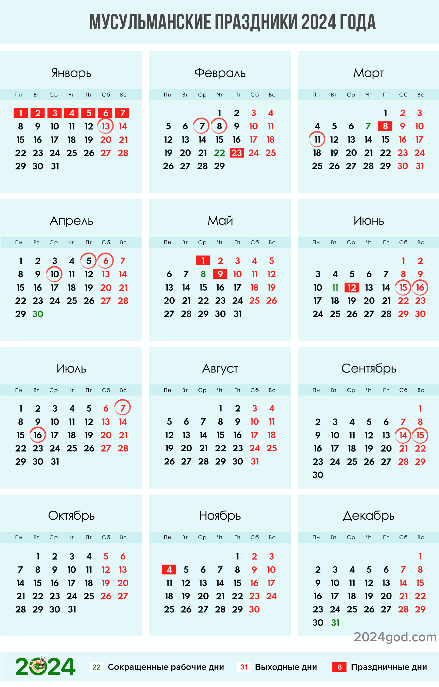 Мусульманские праздники в 2024 году: календарь