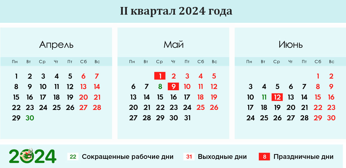 календарь на 2 квартал 2024 года