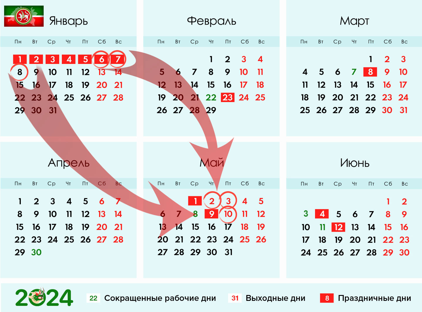 Перенос выходных на 2024 год в Татарстане