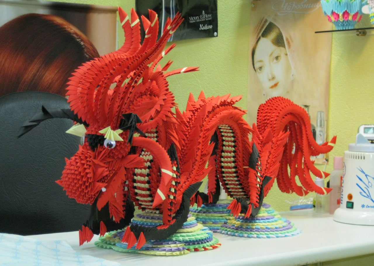 Китайский дракон модульное оригами