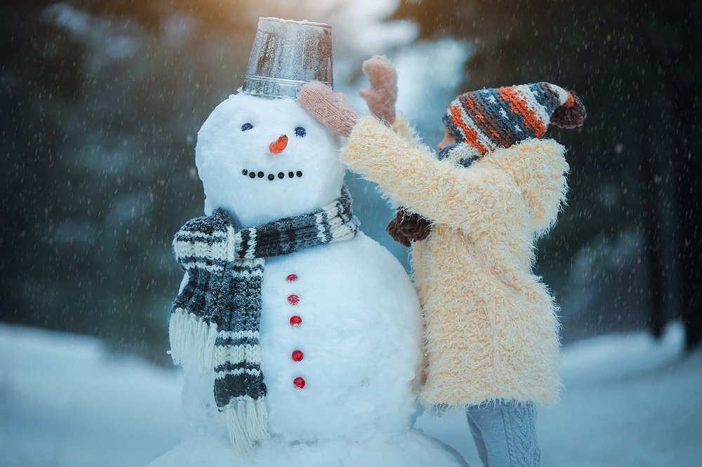 Ребенок и снеговик