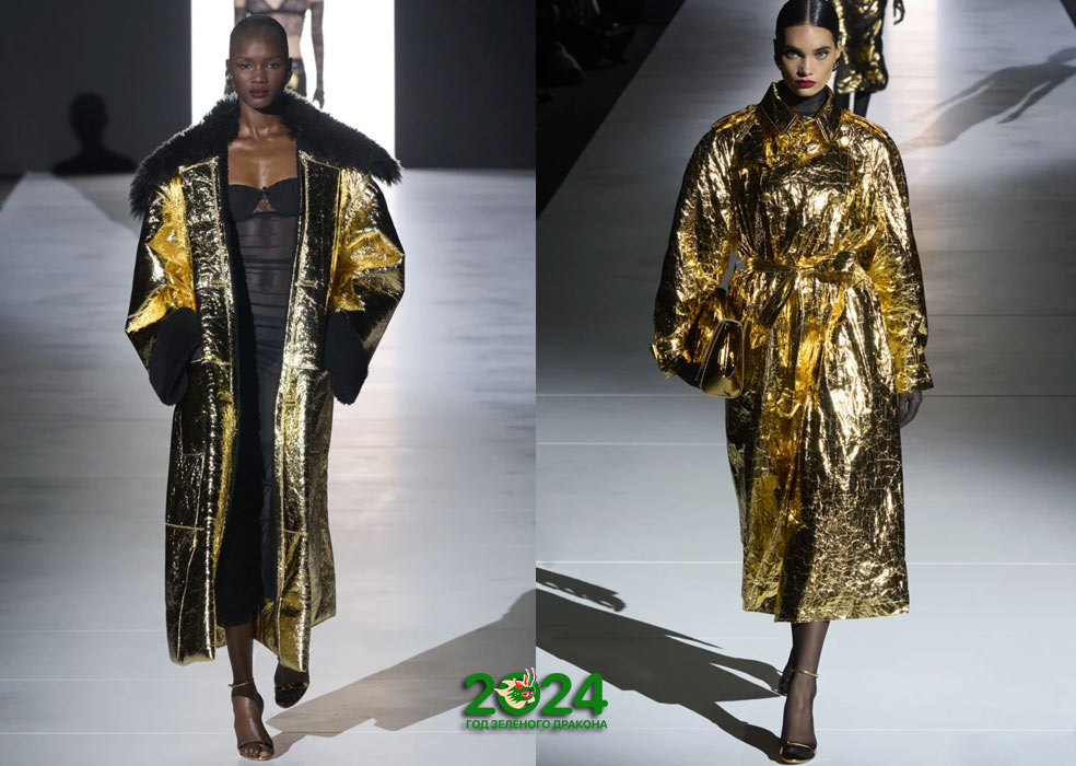 Золотое пальто Dolce & Gabbana зима 2023-2024