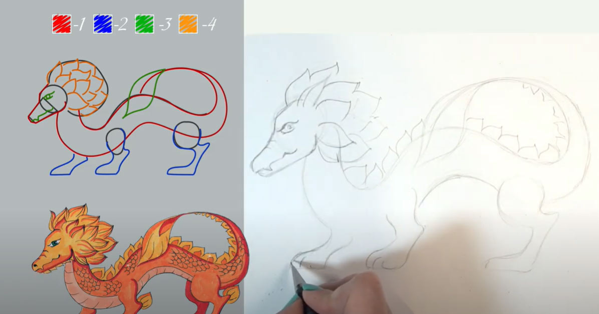 Рисуем дракона шаг 7