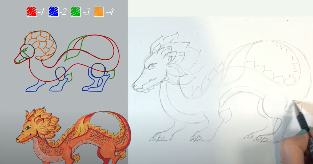 Рисуем дракона шаг 8