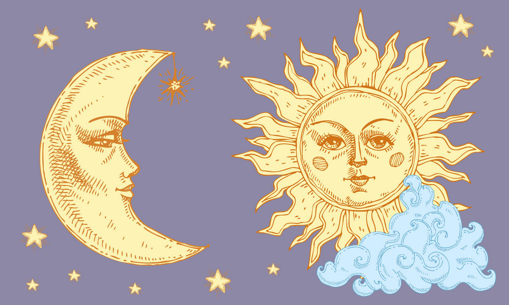 Солнце и Луна на картинке